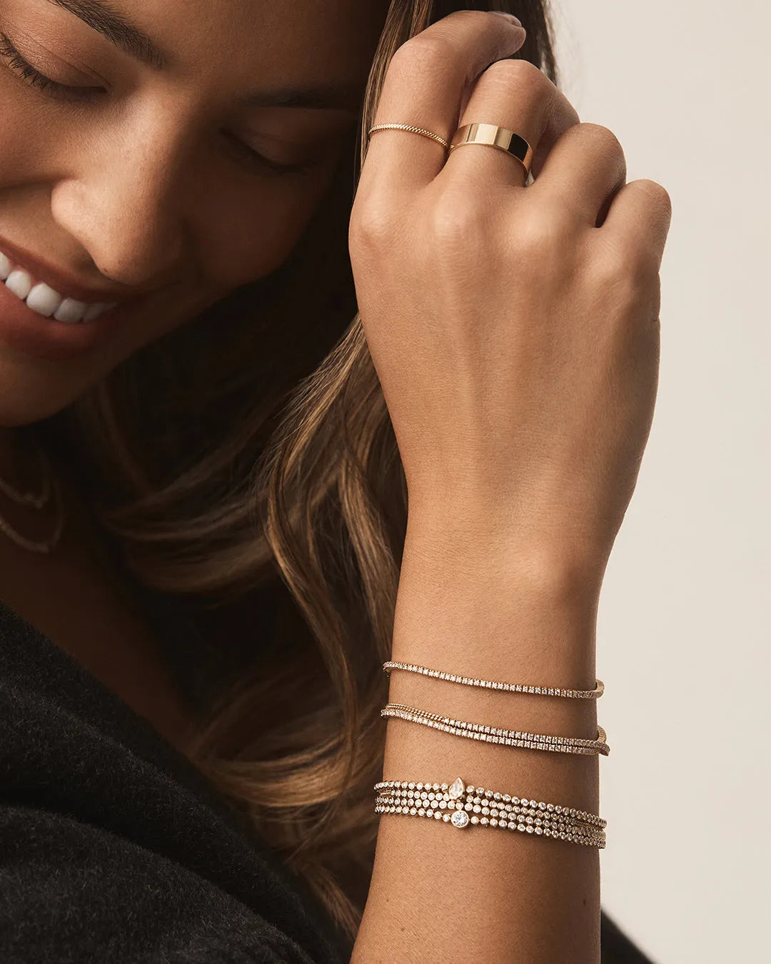 Lab Grown Diamond Pear Tennis Bracelet in 14K Gold