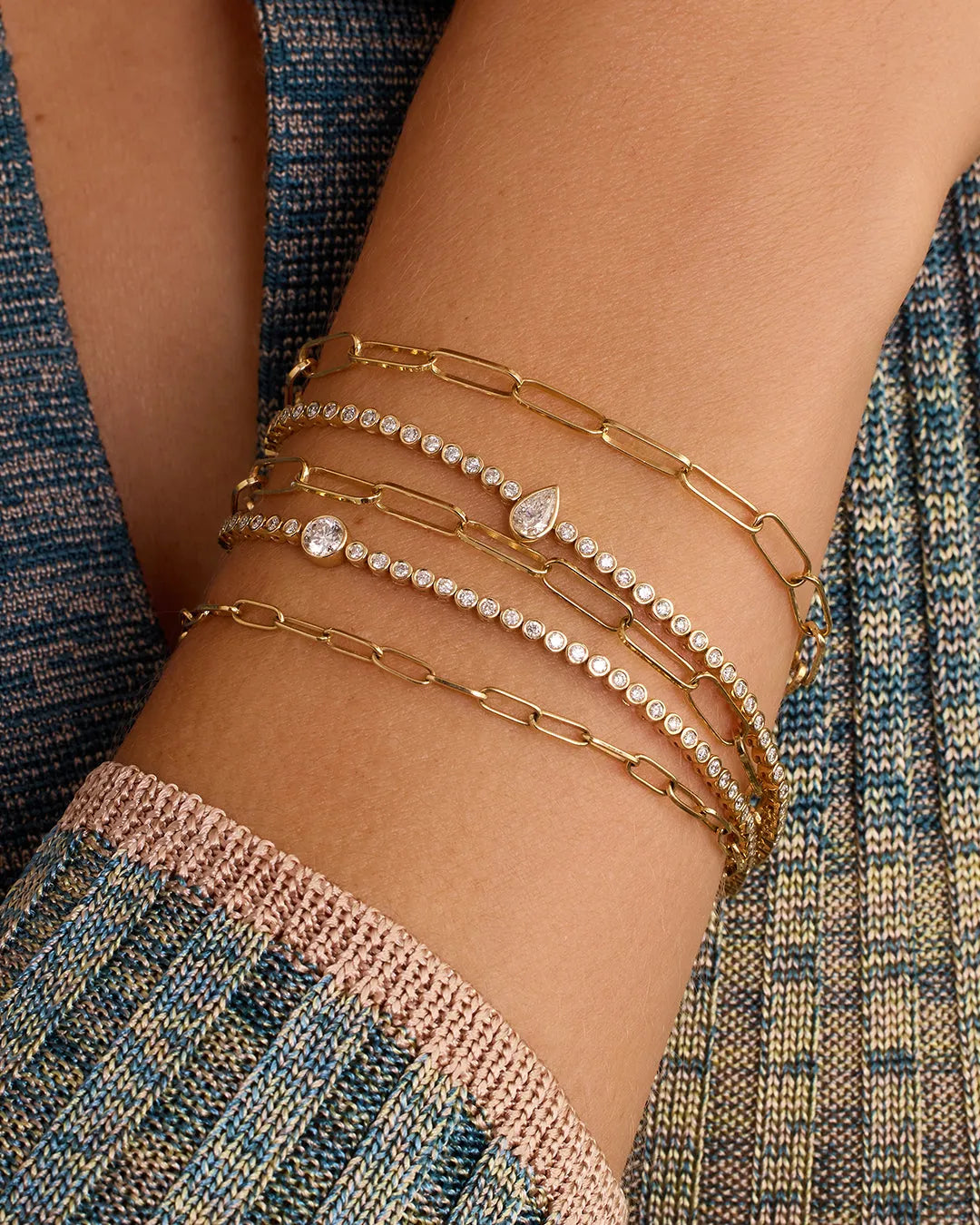 Lab Grown Diamond Pear Tennis Bracelet in 14K Gold