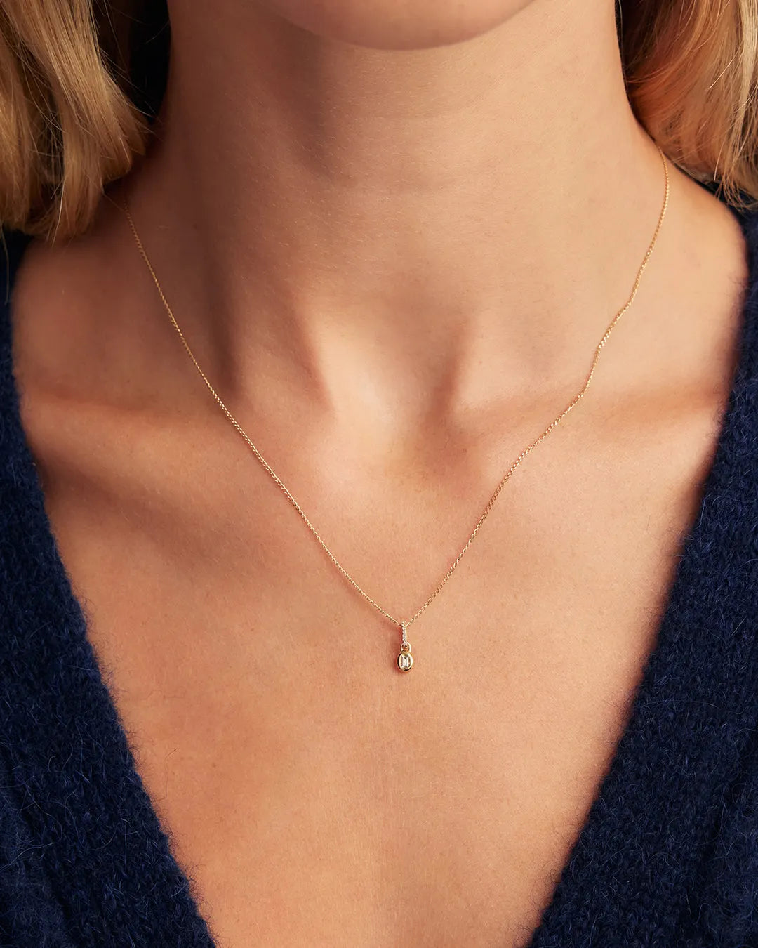 Lab Grown Diamond Petite Oval Charm in 14K Gold