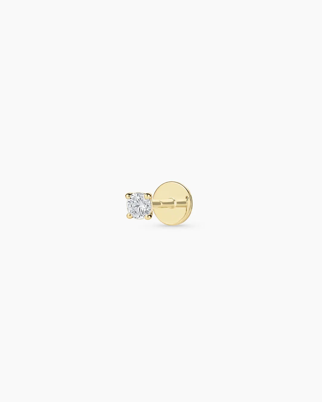Lab Grown Diamond Solitaire Flat Back Single Stud in 14K Solid Gold
