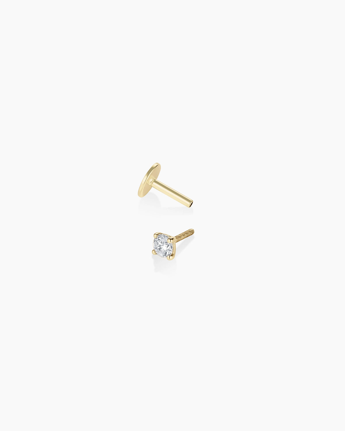 Lab Grown Diamond Solitaire Flat Back Single Stud in 14K Solid Gold