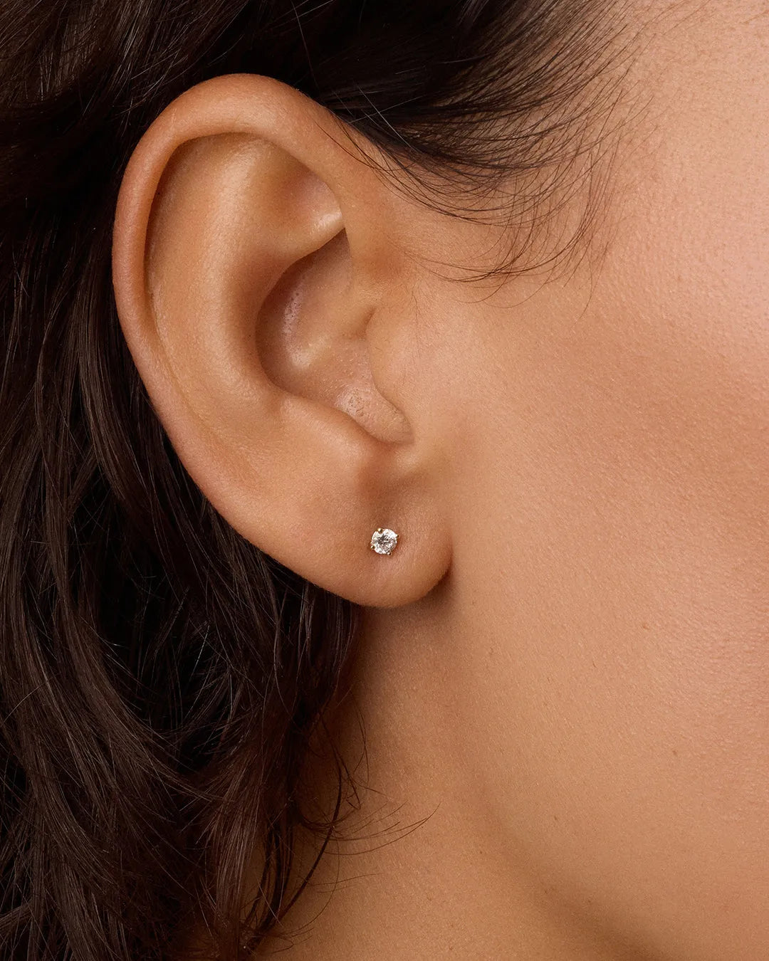 Lab Grown Diamond Solitaire Flat Back Studs in 14K Gold