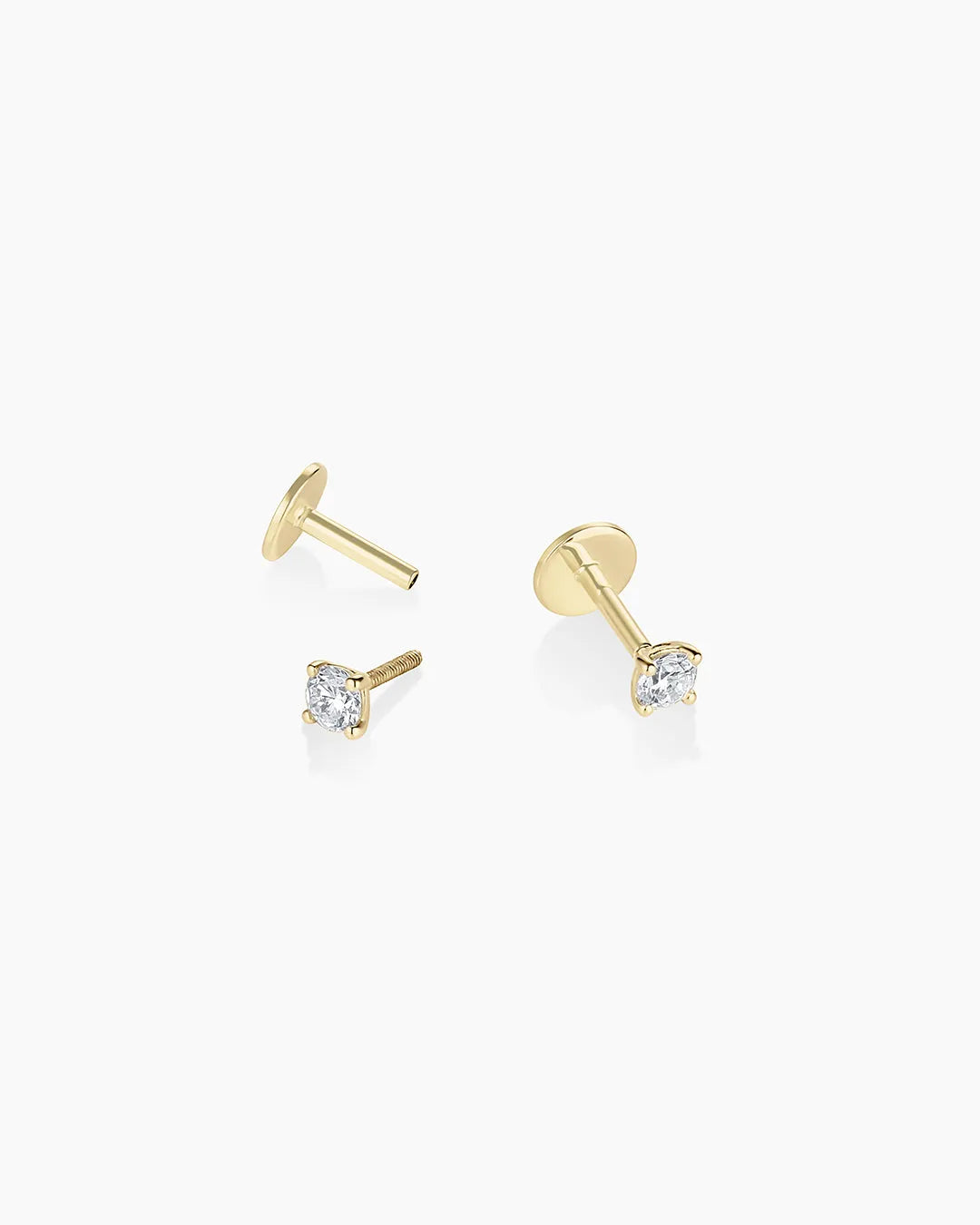 Lab Grown Diamond Solitaire Flat Back Studs in 14K Gold