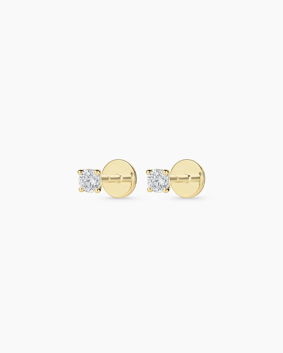 Lab Grown Diamond Solitaire Flat Back Studs in 14K Gold