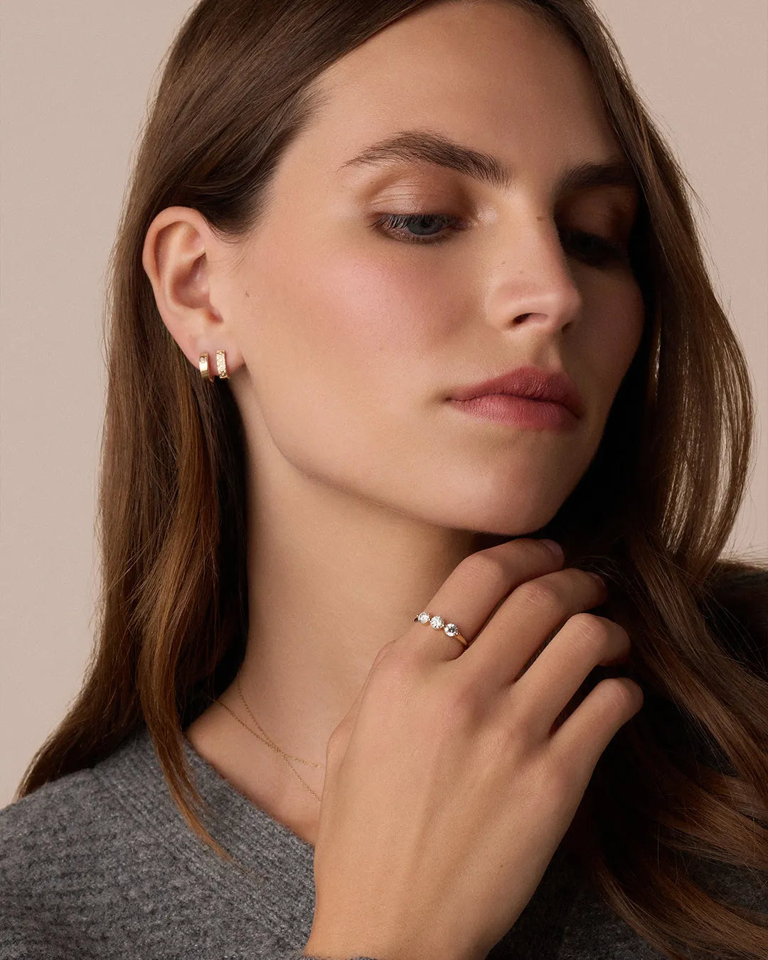 Lab Grown Diamond Trio Ring in 14K Gold