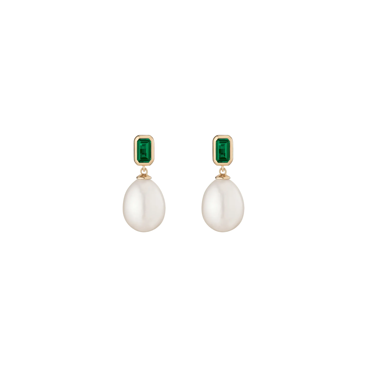 Lab Grown Emerald Heirloom Pearl Drop Earrings