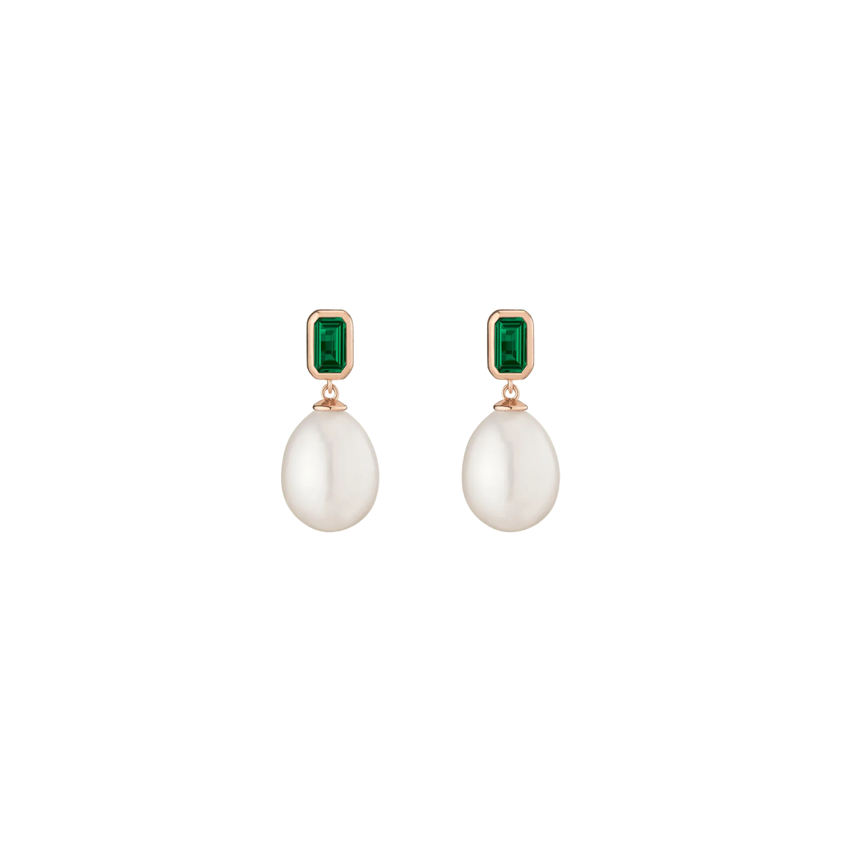 Lab Grown Emerald Heirloom Pearl Drop Earrings