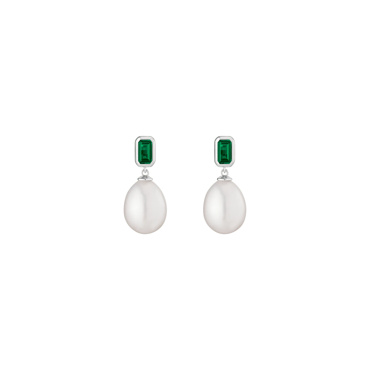 Lab Grown Emerald Heirloom Pearl Drop Earrings