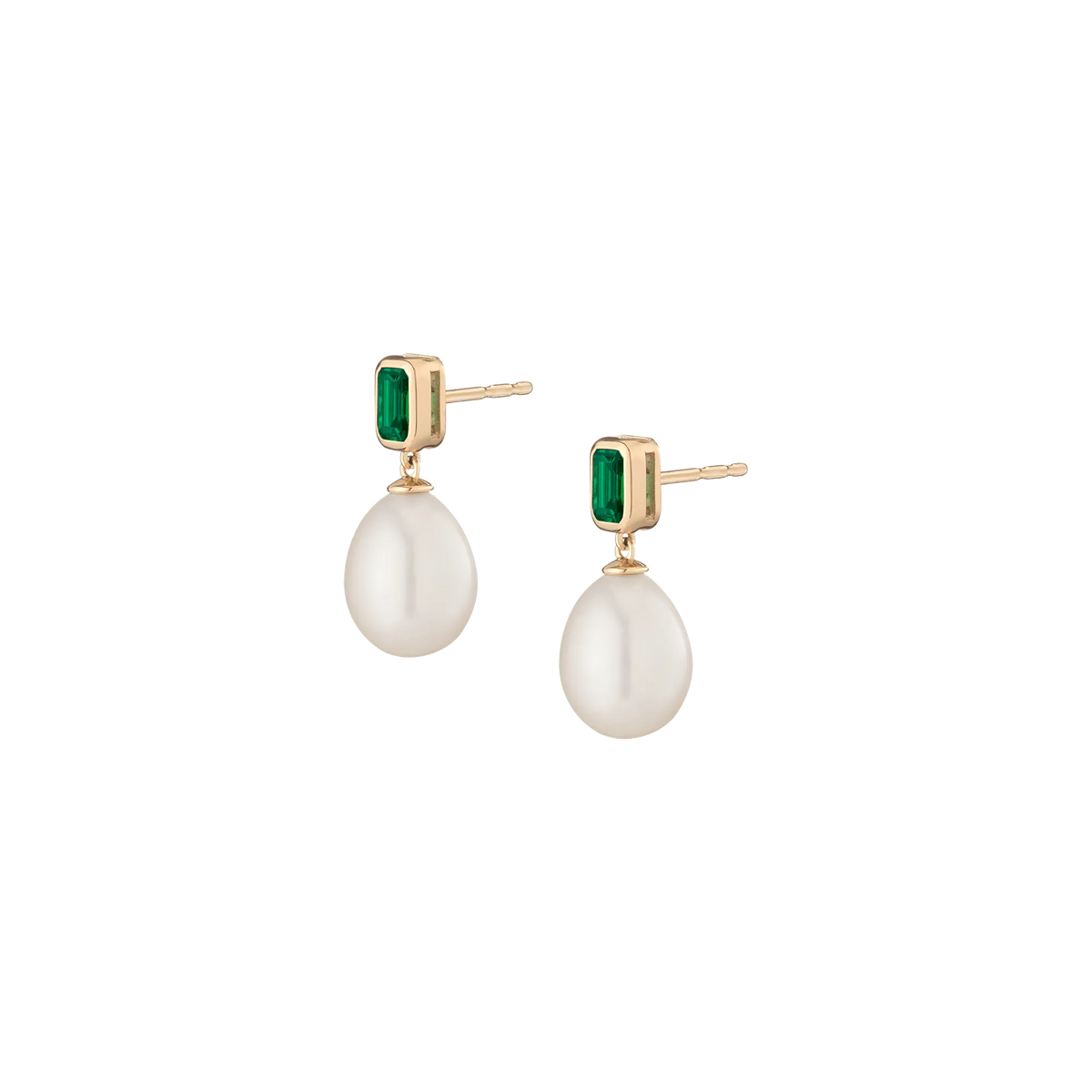 Lab Grown Emerald Heirloom Pearl Drop Earrings