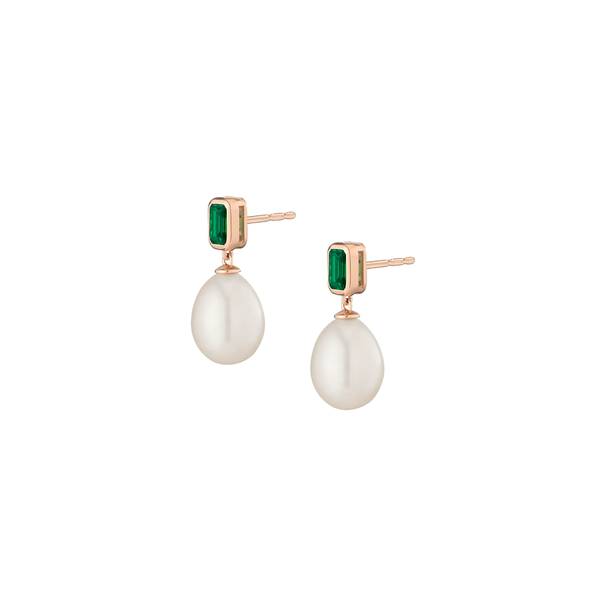 Lab Grown Emerald Heirloom Pearl Drop Earrings