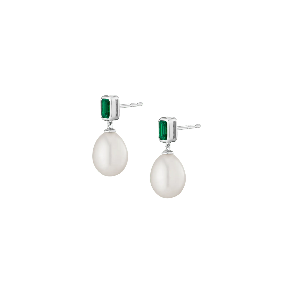 Lab Grown Emerald Heirloom Pearl Drop Earrings