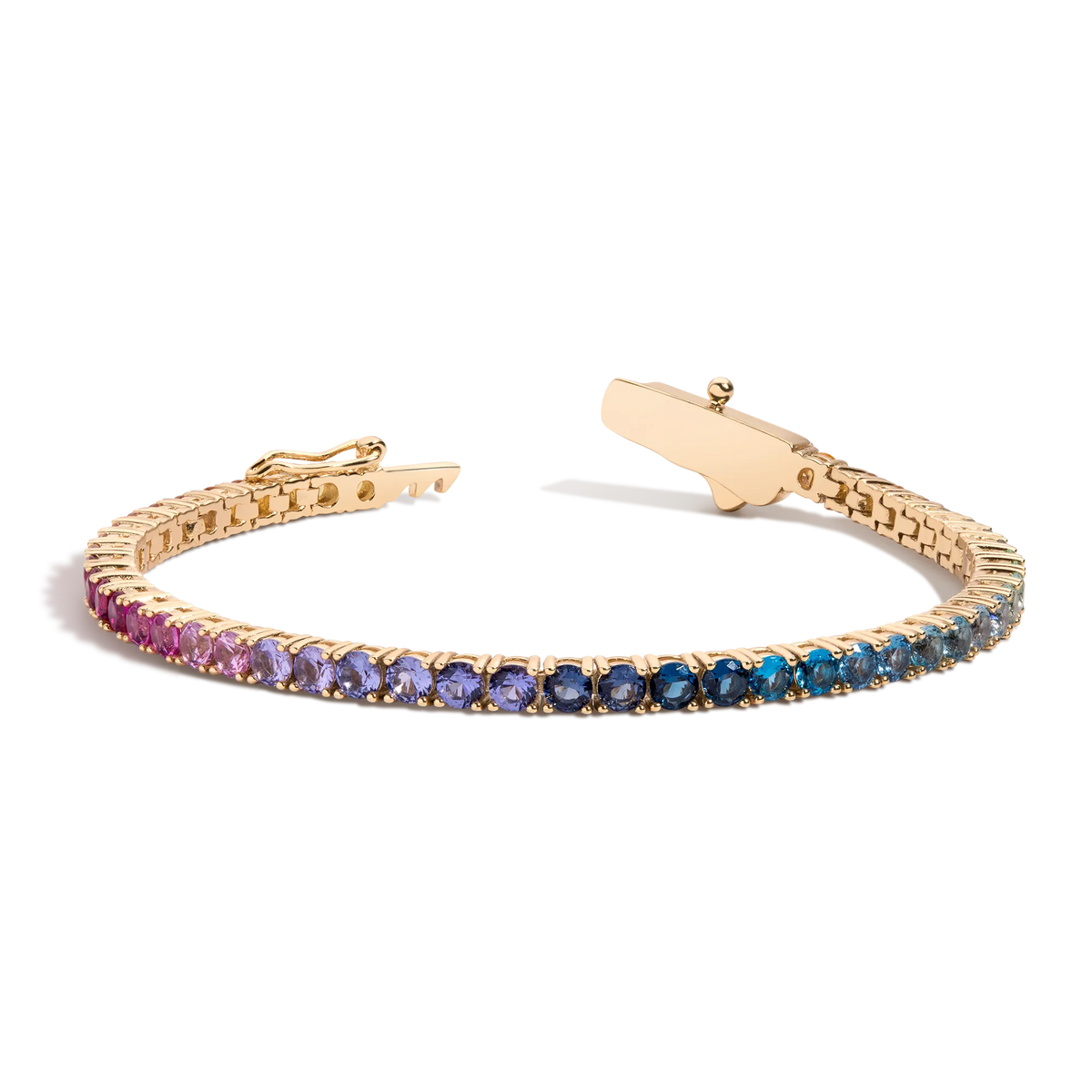 Lab Grown Gemstone Ombré Rainbow Tennis Bracelet