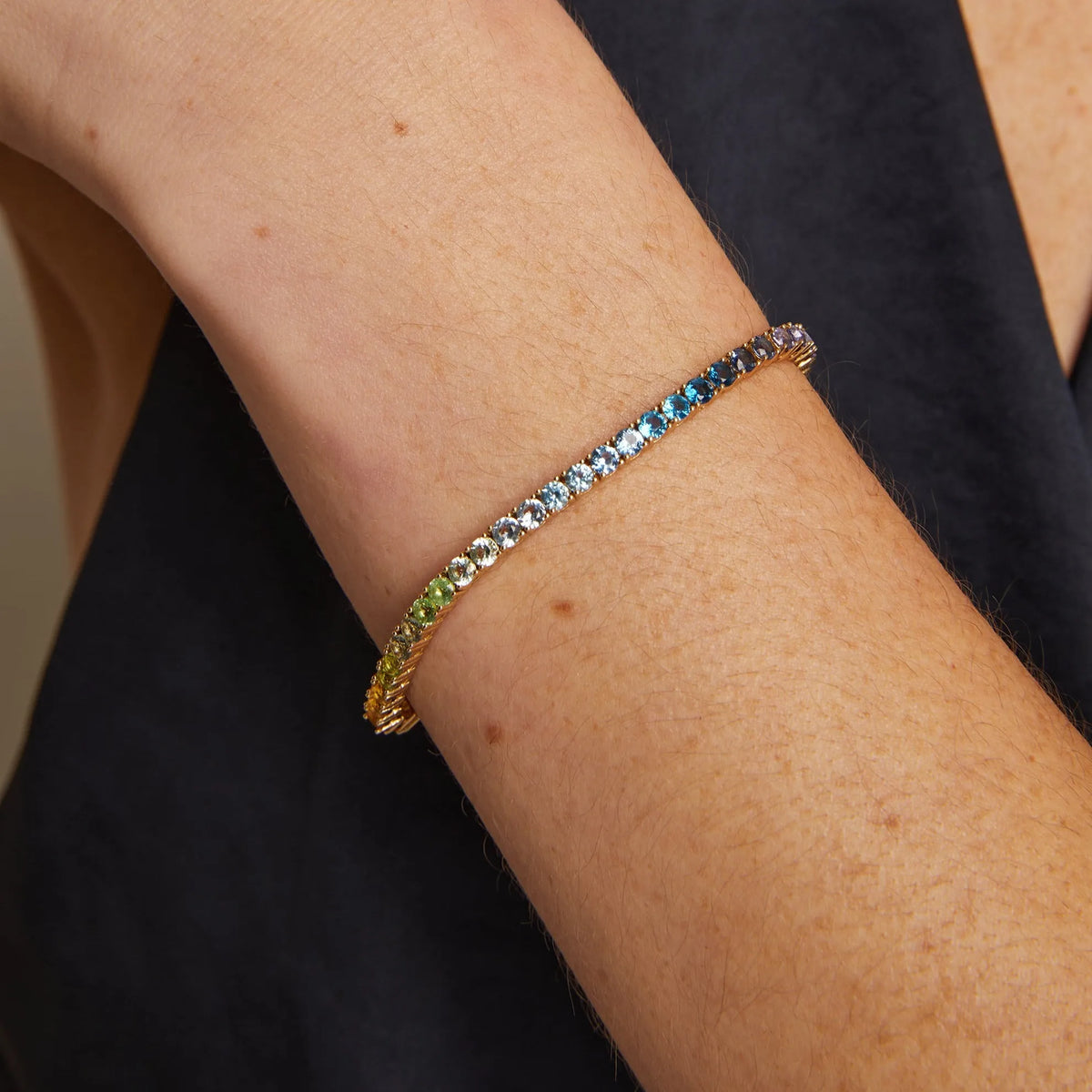Lab Grown Gemstone Ombré Rainbow Tennis Bracelet
