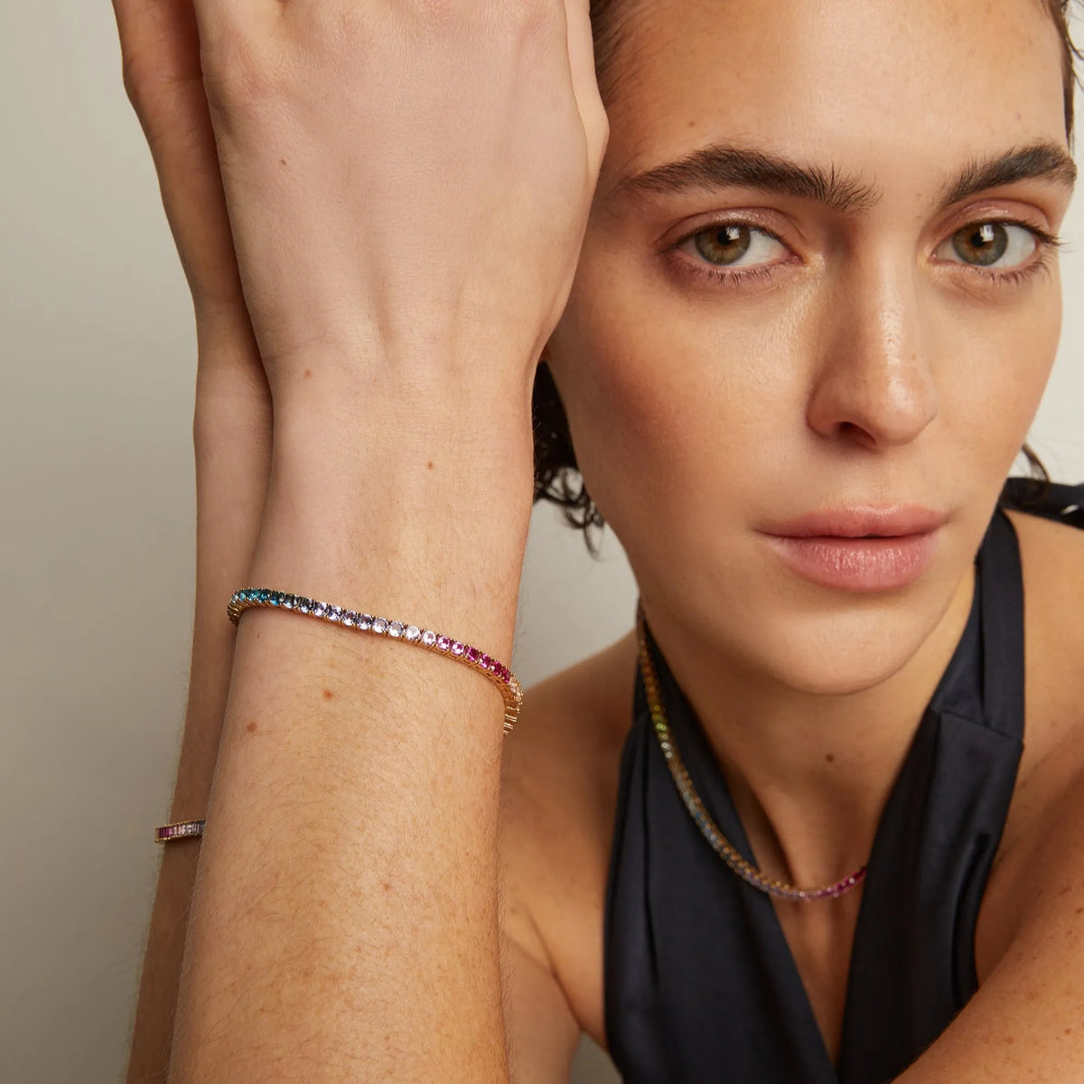 Lab Grown Gemstone Ombré Rainbow Tennis Bracelet