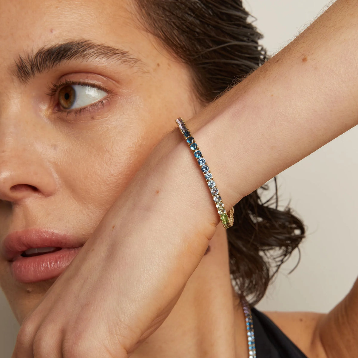 Lab Grown Gemstone Ombré Rainbow Tennis Bracelet