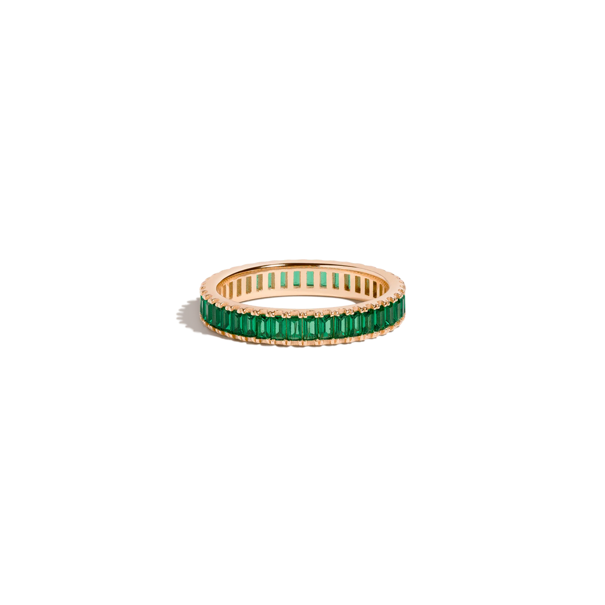 Lab Grown Green Emerald Baguette Eternity Ring