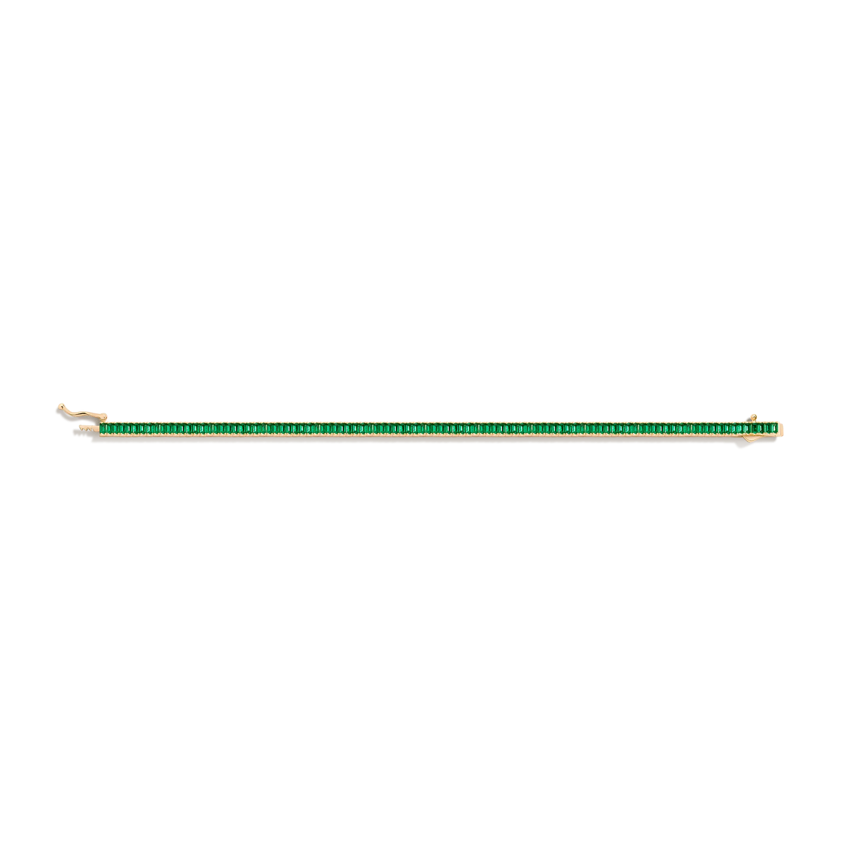 Lab Grown Green Emerald Baguette Tennis Bracelet