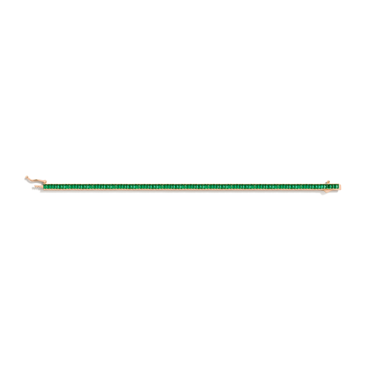 Lab Grown Green Emerald Baguette Tennis Bracelet