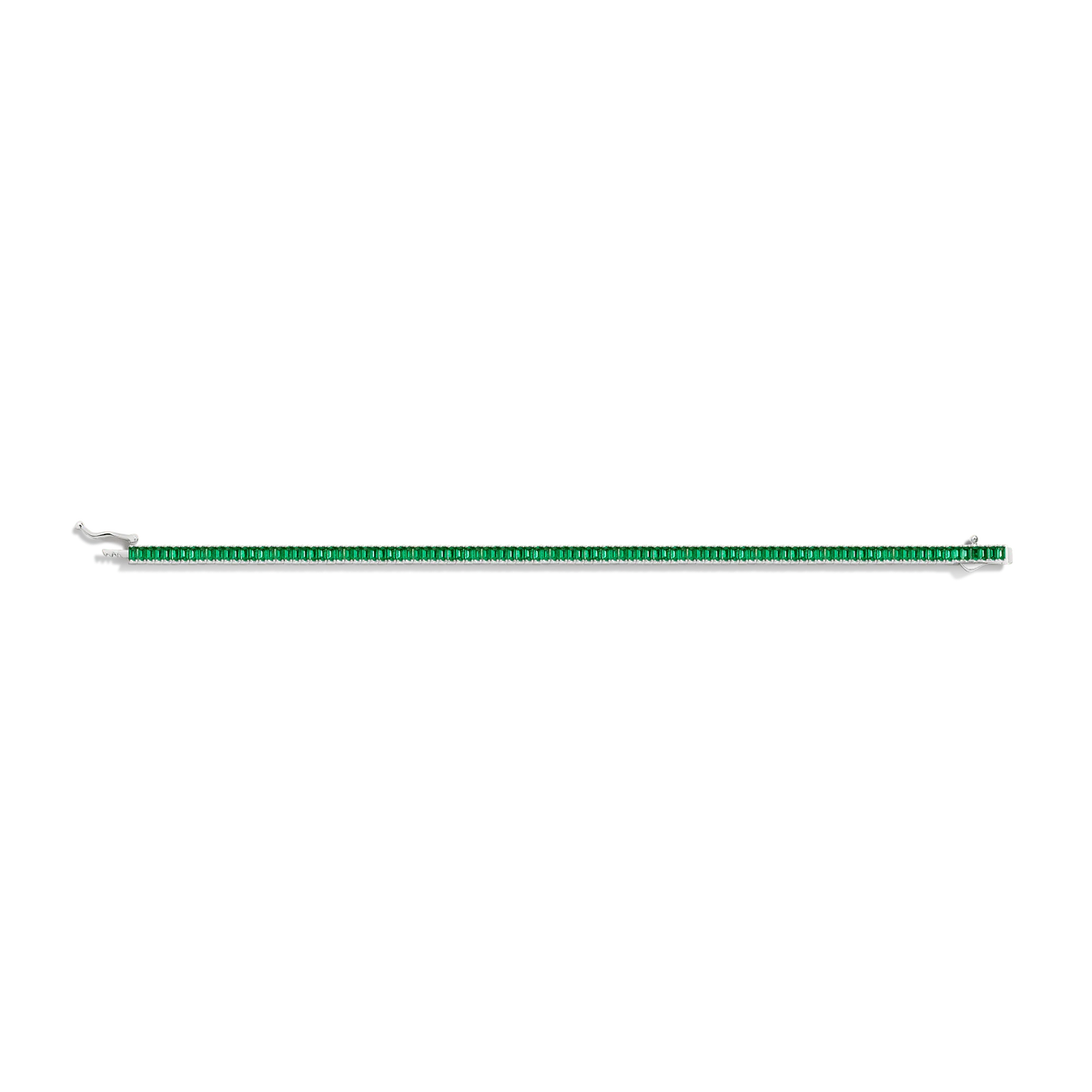 Lab Grown Green Emerald Baguette Tennis Bracelet