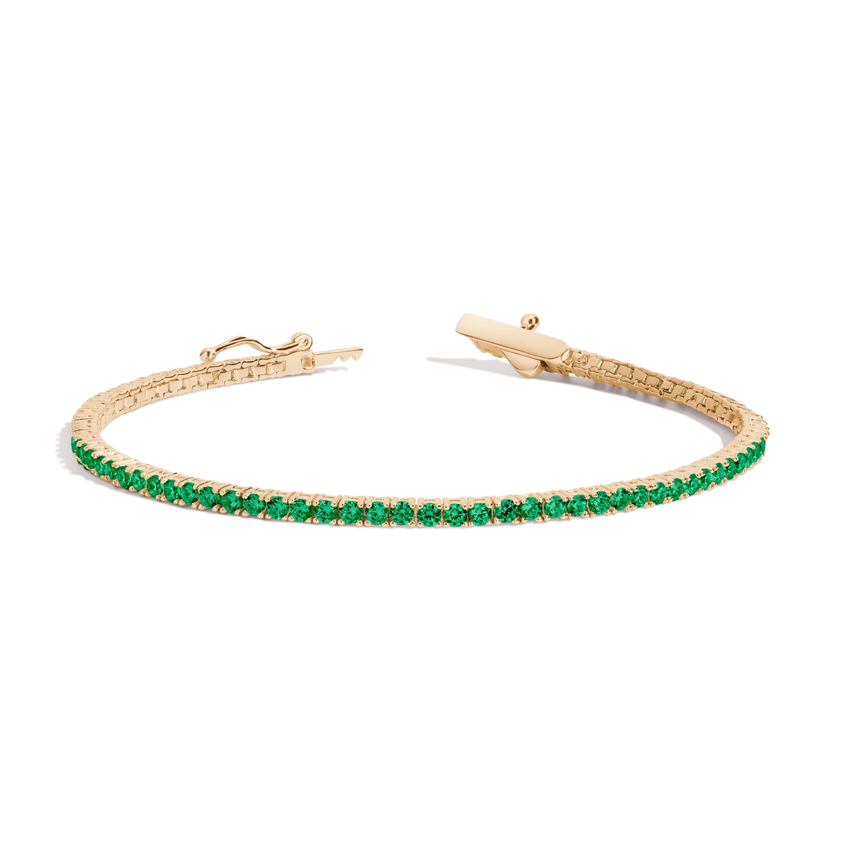 Lab Grown Green Emerald Tennis Bracelet