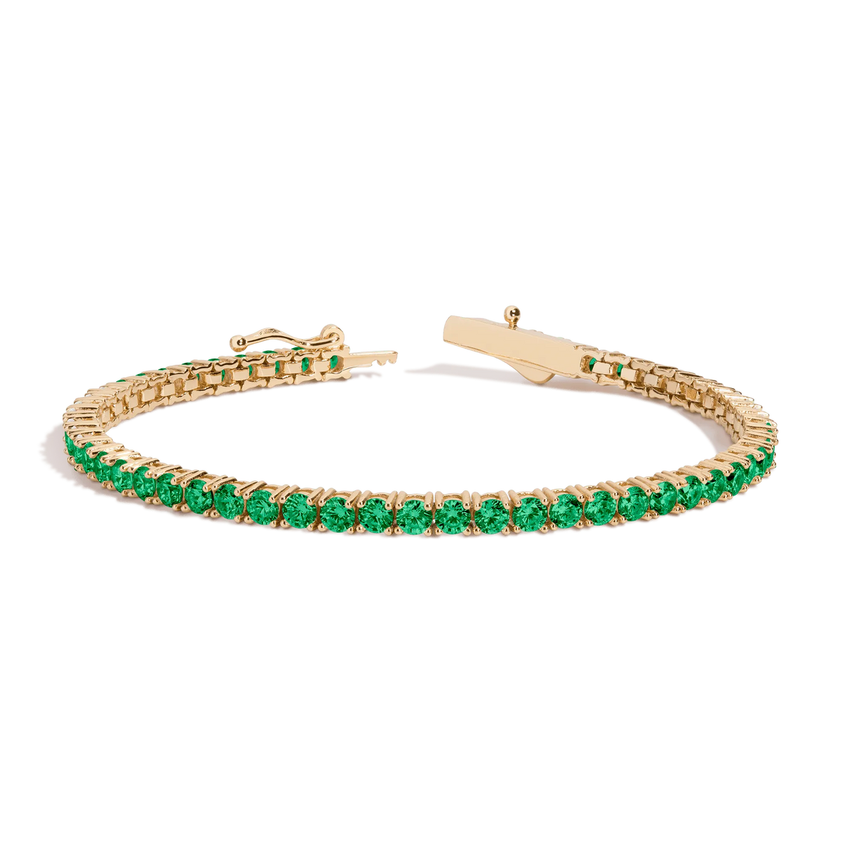 Lab Grown Green Emerald Tennis Bracelet