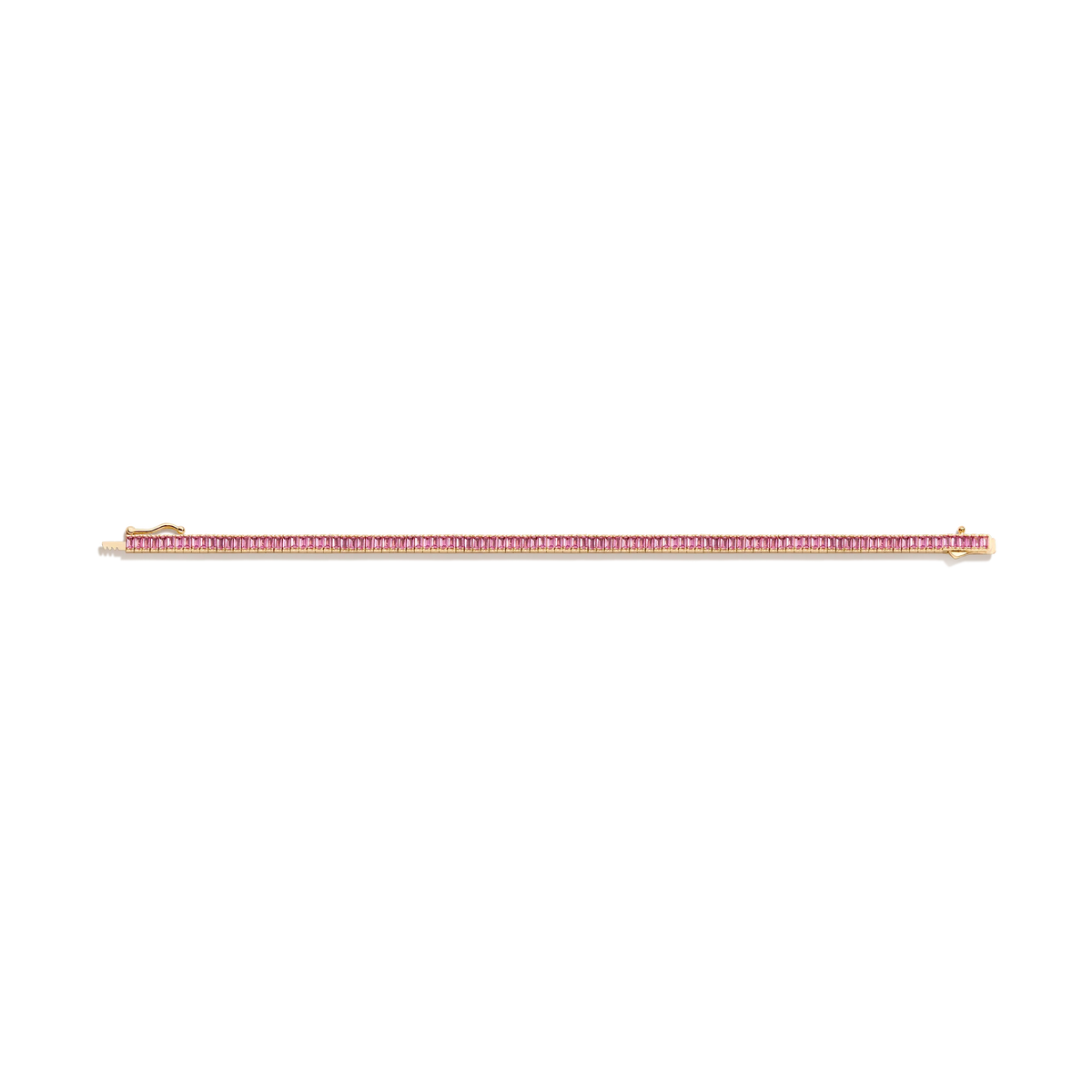 Lab Grown Pink Sapphire Baguette Tennis Bracelet