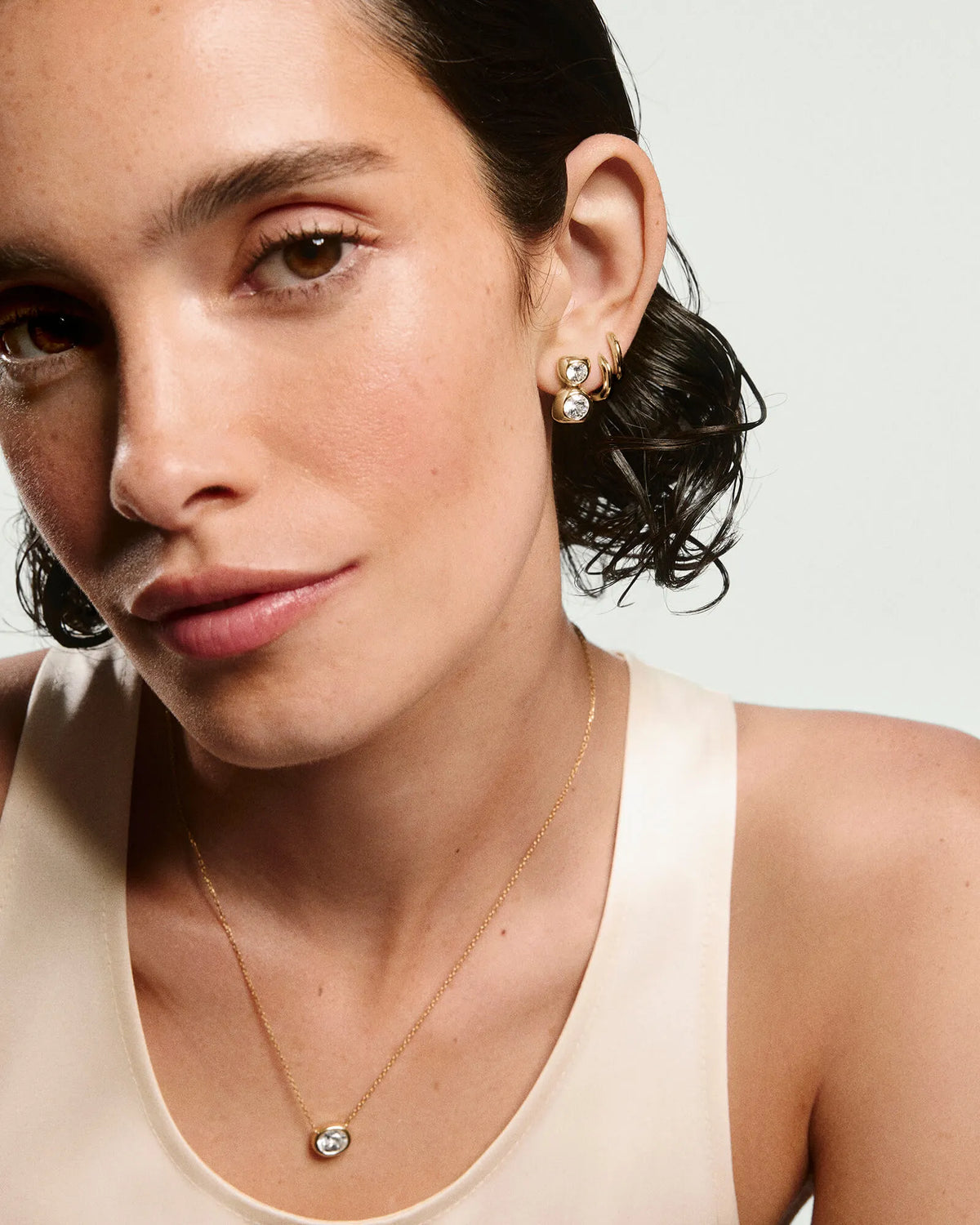 Lab Grown Sapphire Drop Stud Earrings
