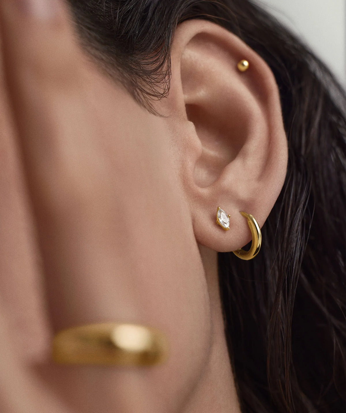 Lab Grown Sapphire Marquise Cut Stud Earrings