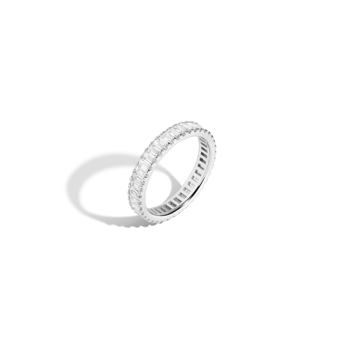 Lab Grown White Sapphire Baguette Eternity Ring
