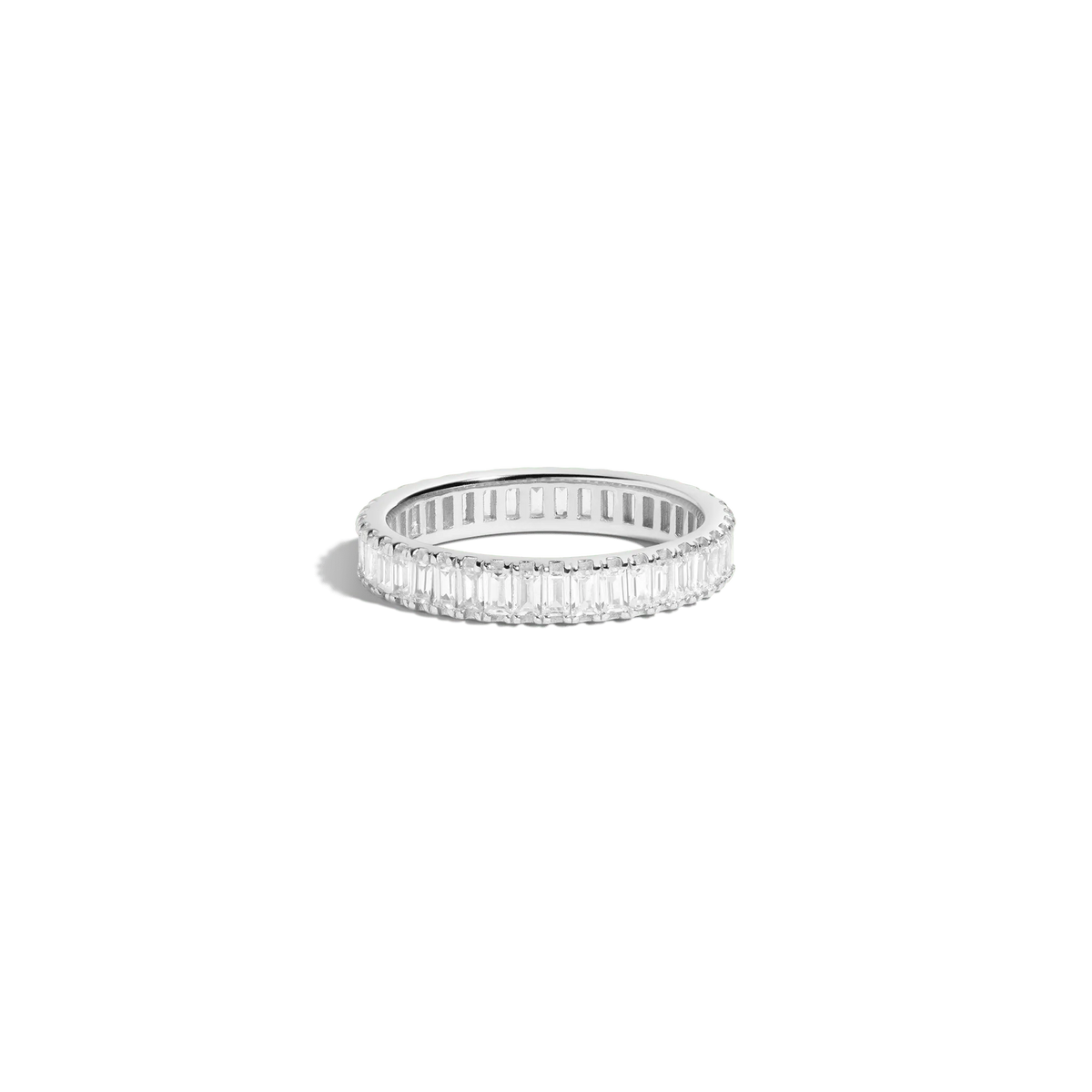 Lab Grown White Sapphire Baguette Eternity Ring