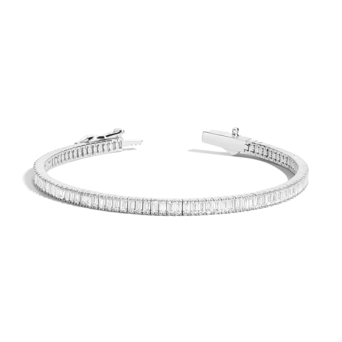 Lab Grown White Sapphire Baguette Tennis Bracelet