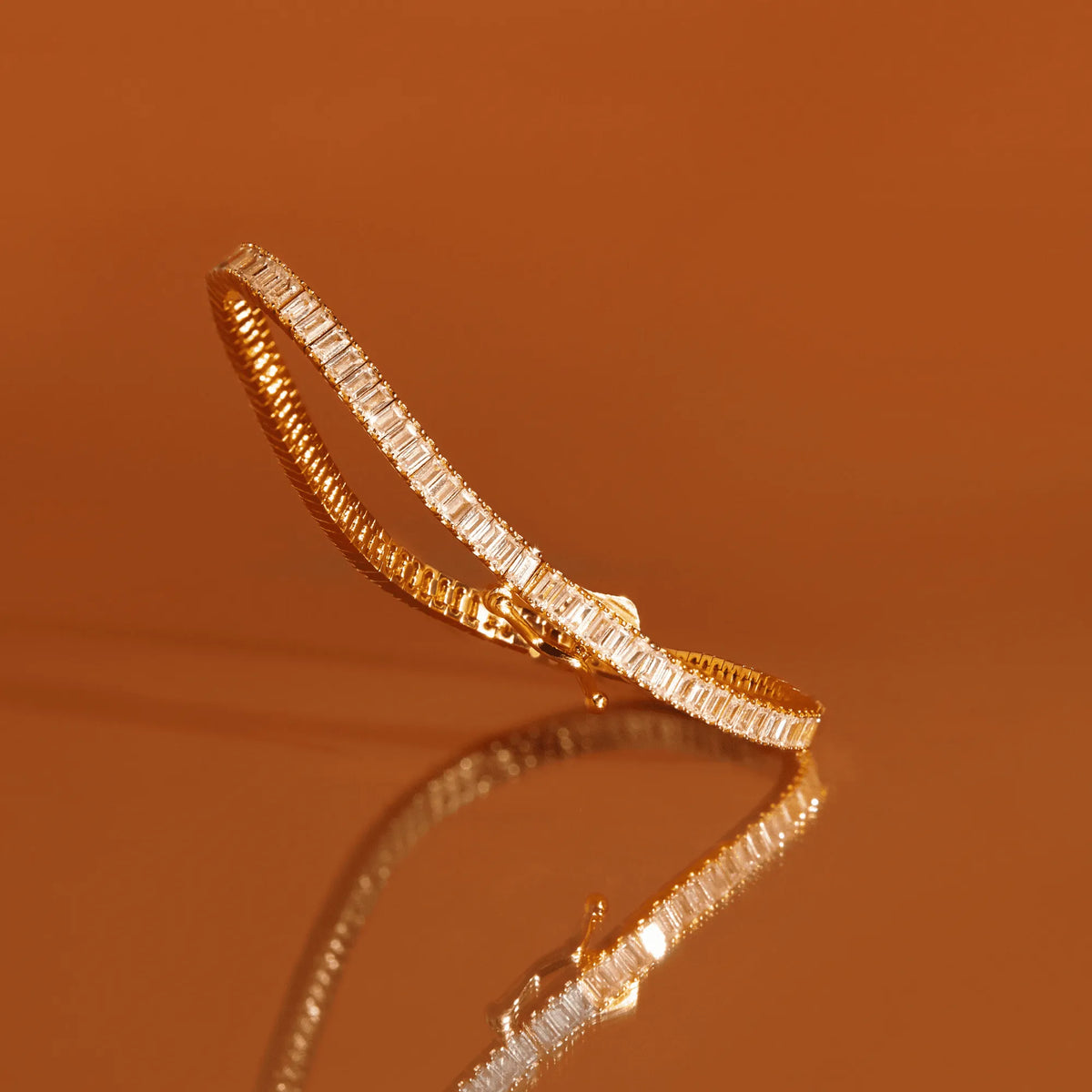 Lab Grown White Sapphire Baguette Tennis Bracelet