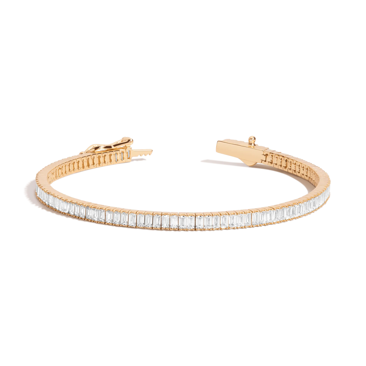 Lab Grown White Sapphire Baguette Tennis Bracelet