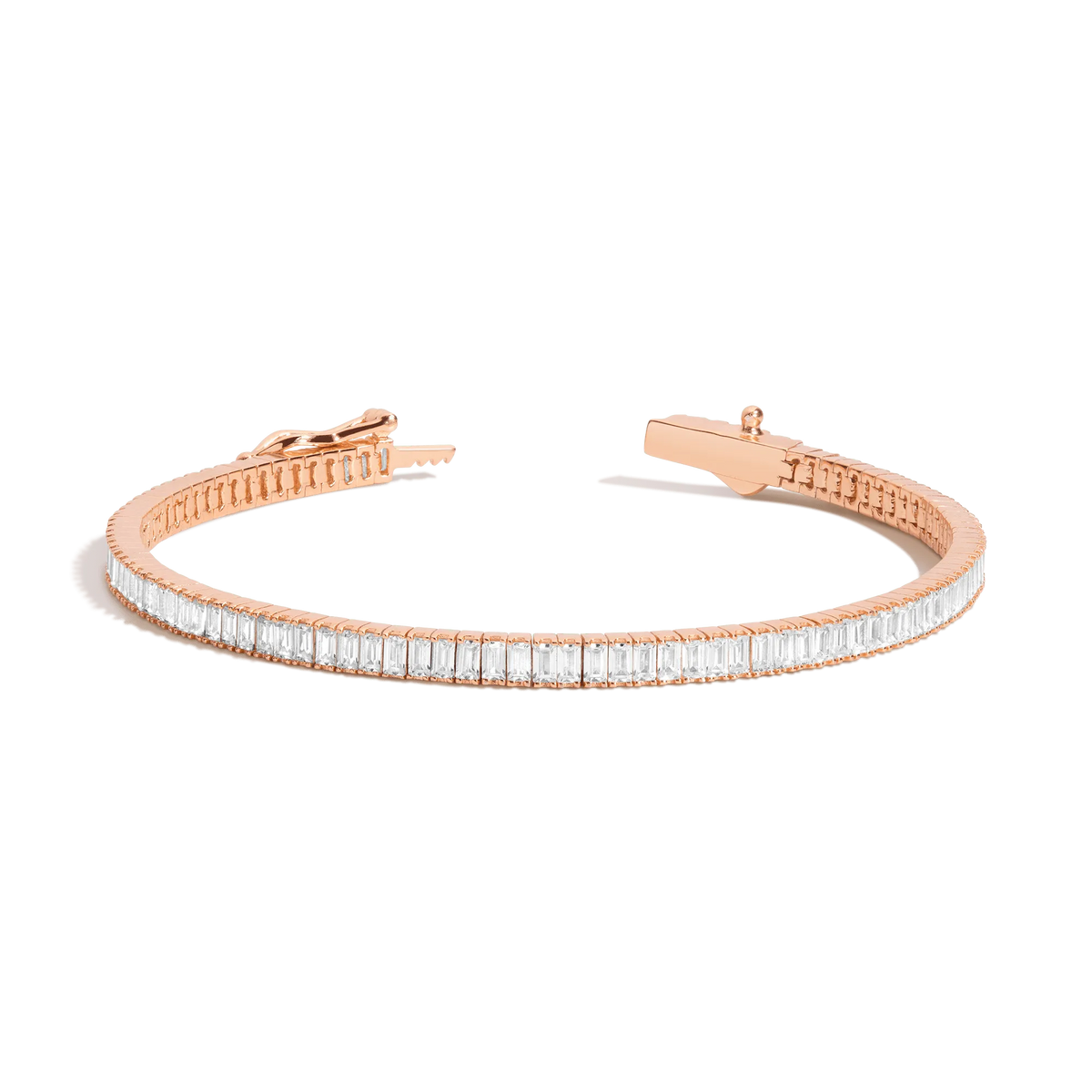 Lab Grown White Sapphire Baguette Tennis Bracelet