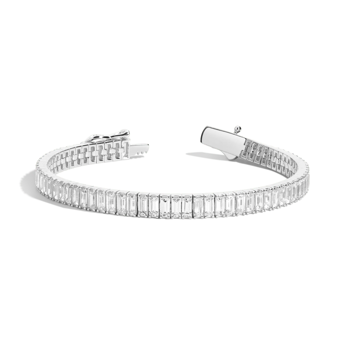 Lab Grown White Sapphire Baguette Tennis Bracelet
