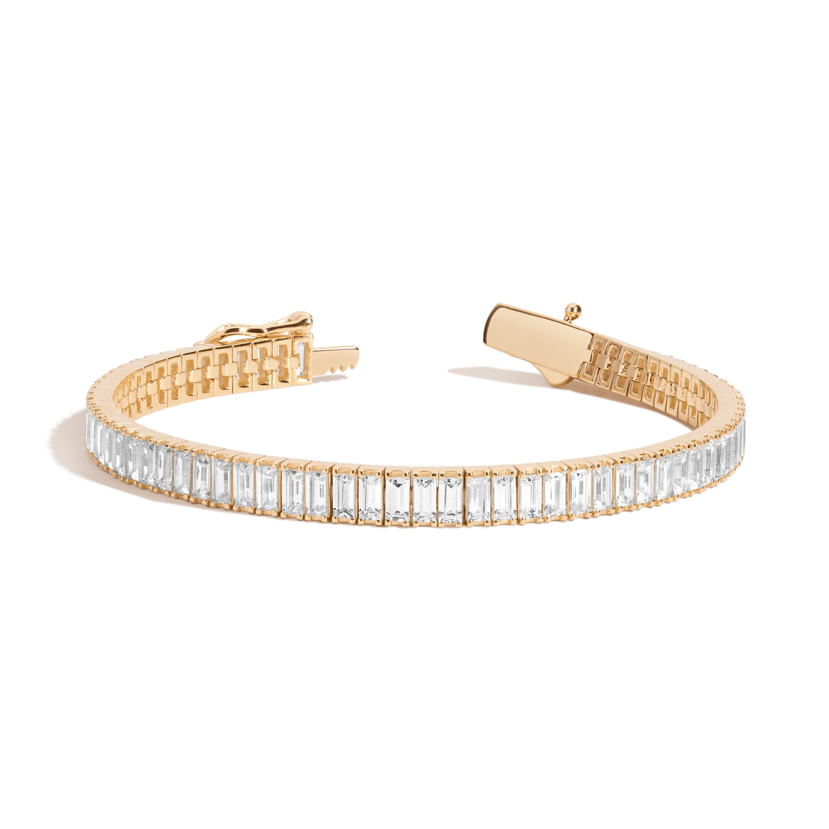Lab Grown White Sapphire Baguette Tennis Bracelet