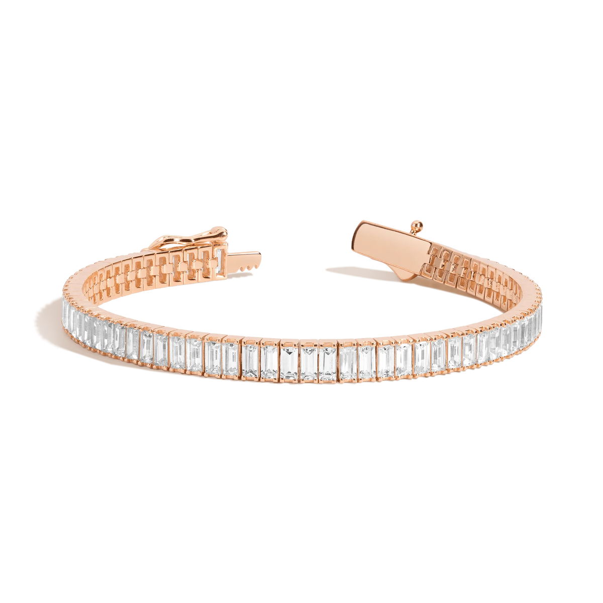 Lab Grown White Sapphire Baguette Tennis Bracelet