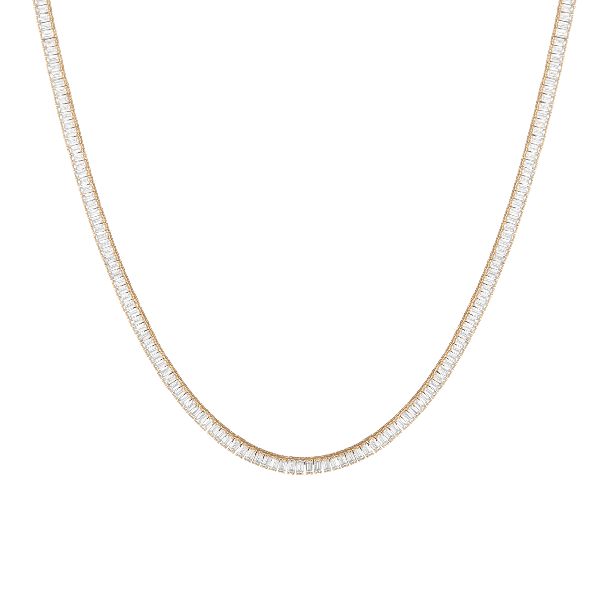 Lab Grown White Sapphire Baguette Tennis Necklace