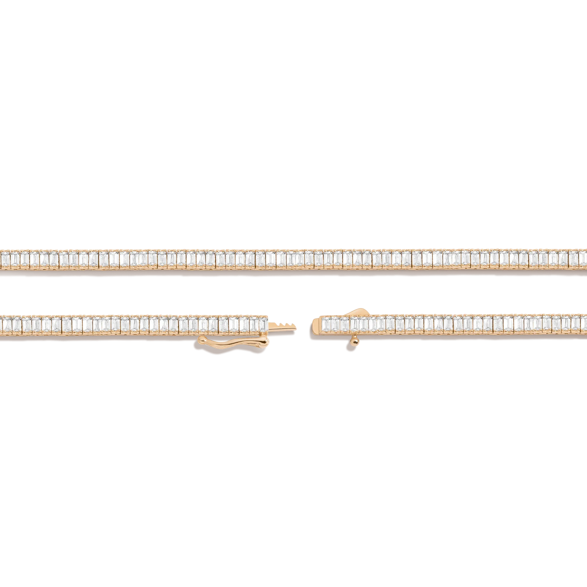 Lab Grown White Sapphire Baguette Tennis Necklace