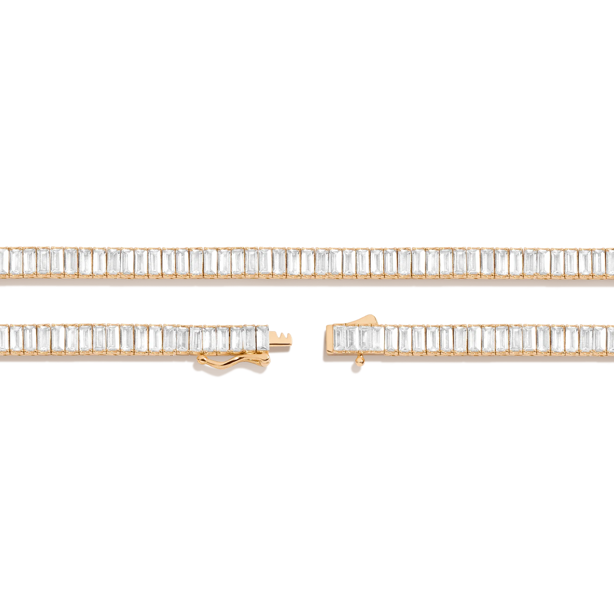 Lab Grown White Sapphire Baguette Tennis Necklace