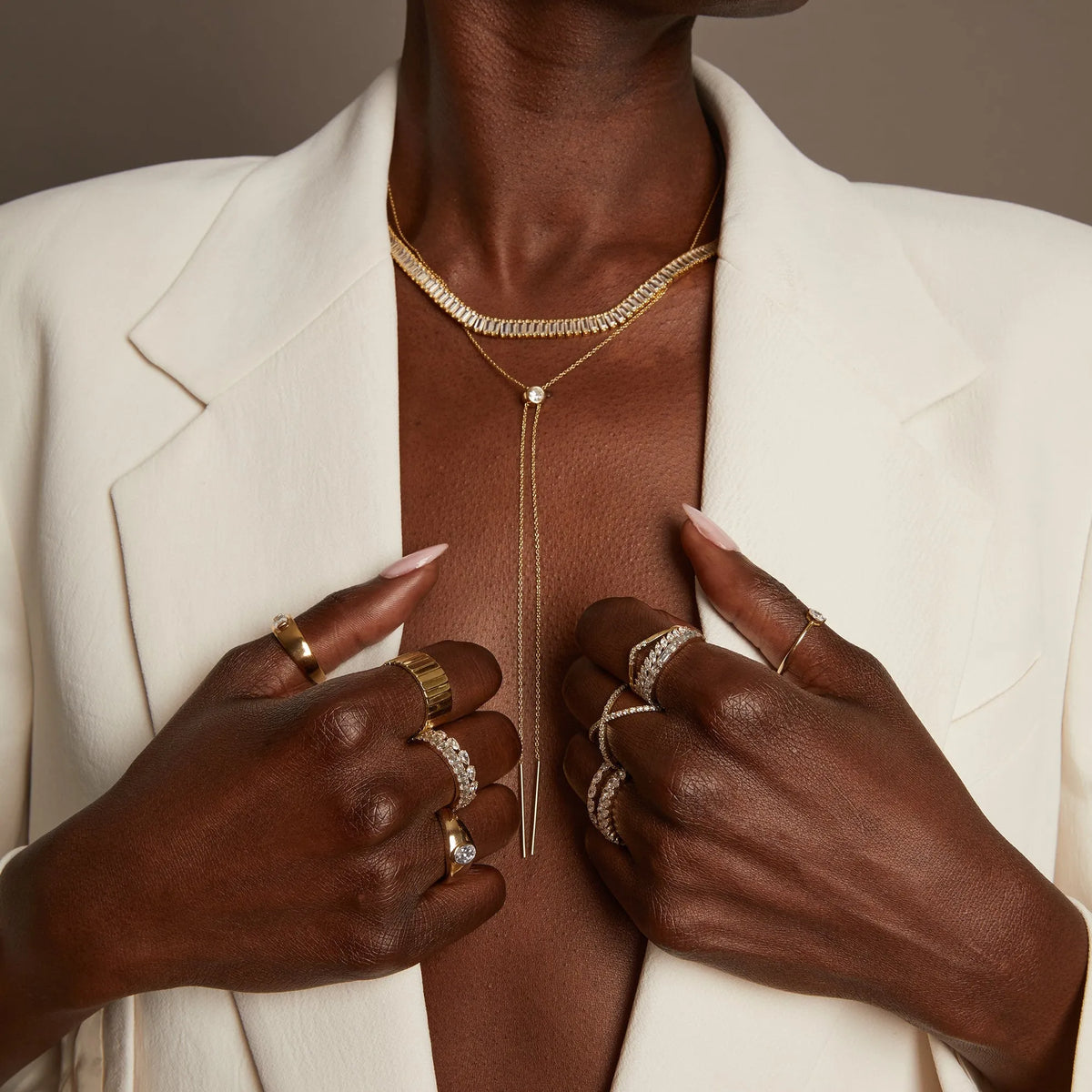 Lab Grown White Sapphire Bolo Necklace