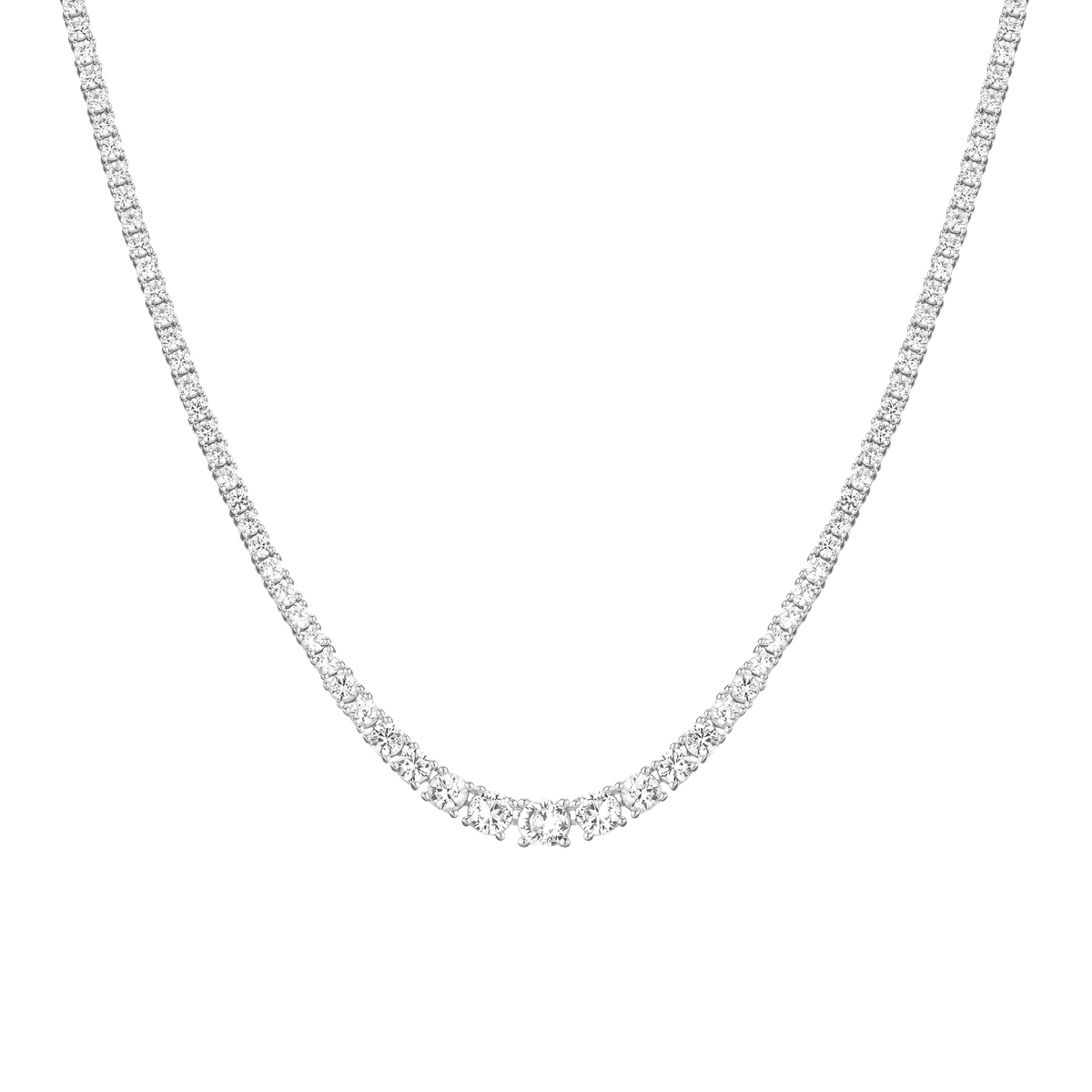 Lab Grown White Sapphire Graduated Modern Tennis Necklace
