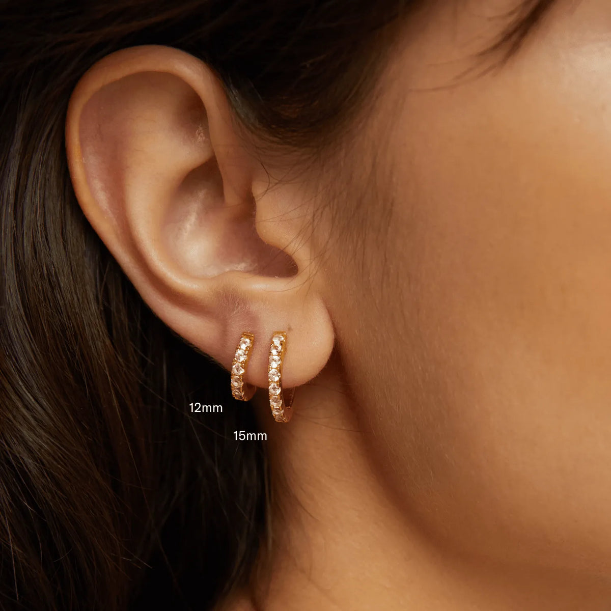 Lab Grown White Sapphire Huggie Earrings
