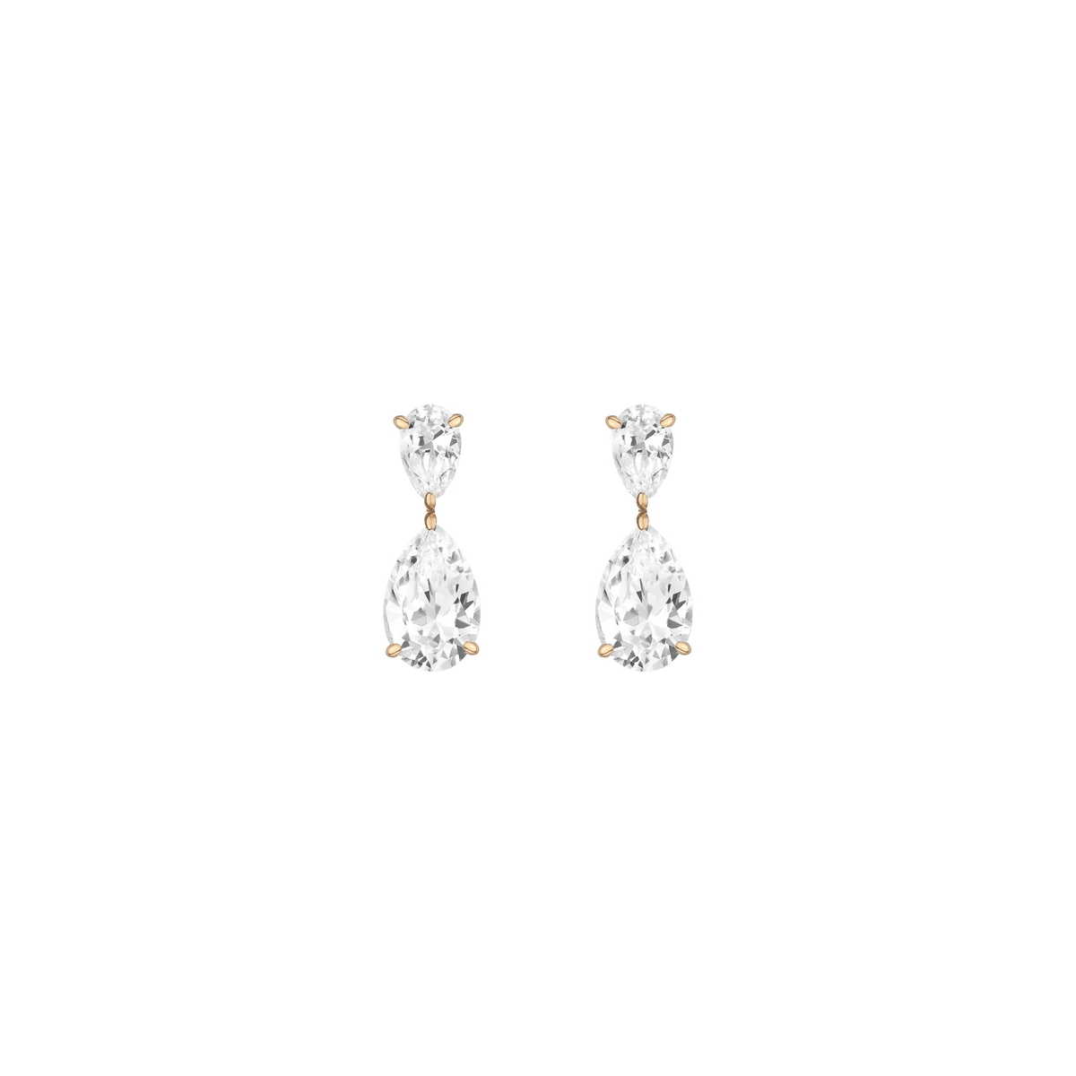 Lab Grown White Sapphire Pear Drop Earrings
