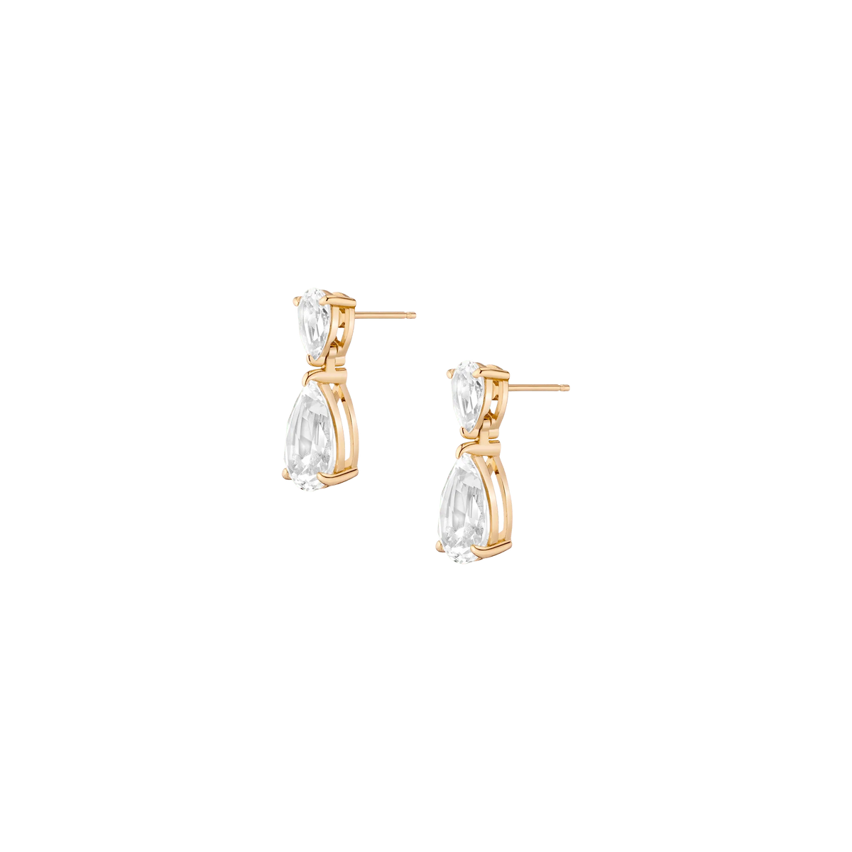Lab Grown White Sapphire Pear Drop Earrings