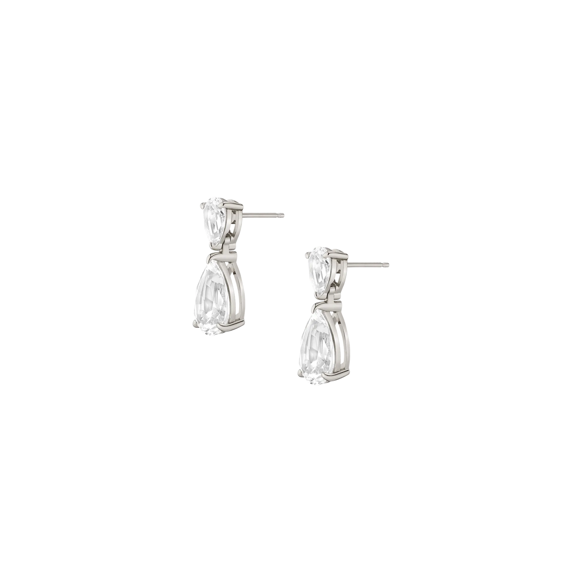 Lab Grown White Sapphire Pear Drop Earrings