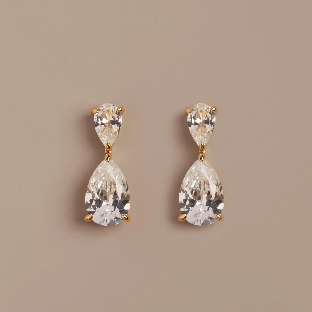 Lab Grown White Sapphire Pear Drop Earrings