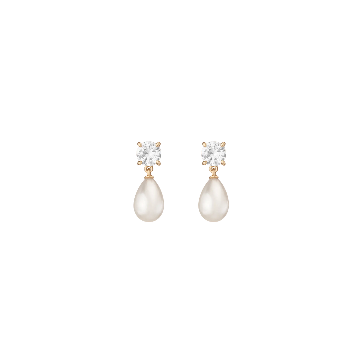 Lab Grown White Sapphire Pearl Drop Earrings