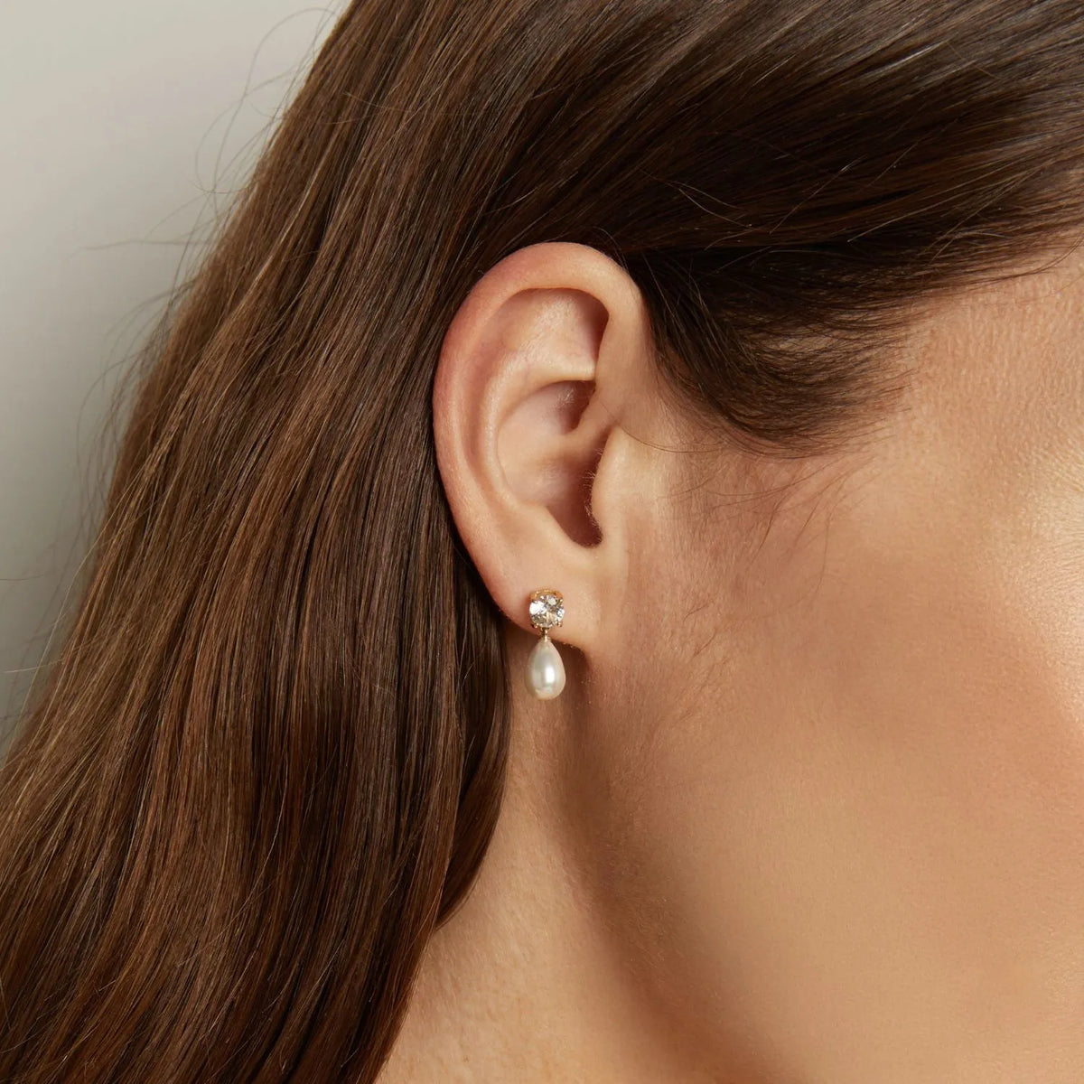 Lab Grown White Sapphire Pearl Drop Earrings