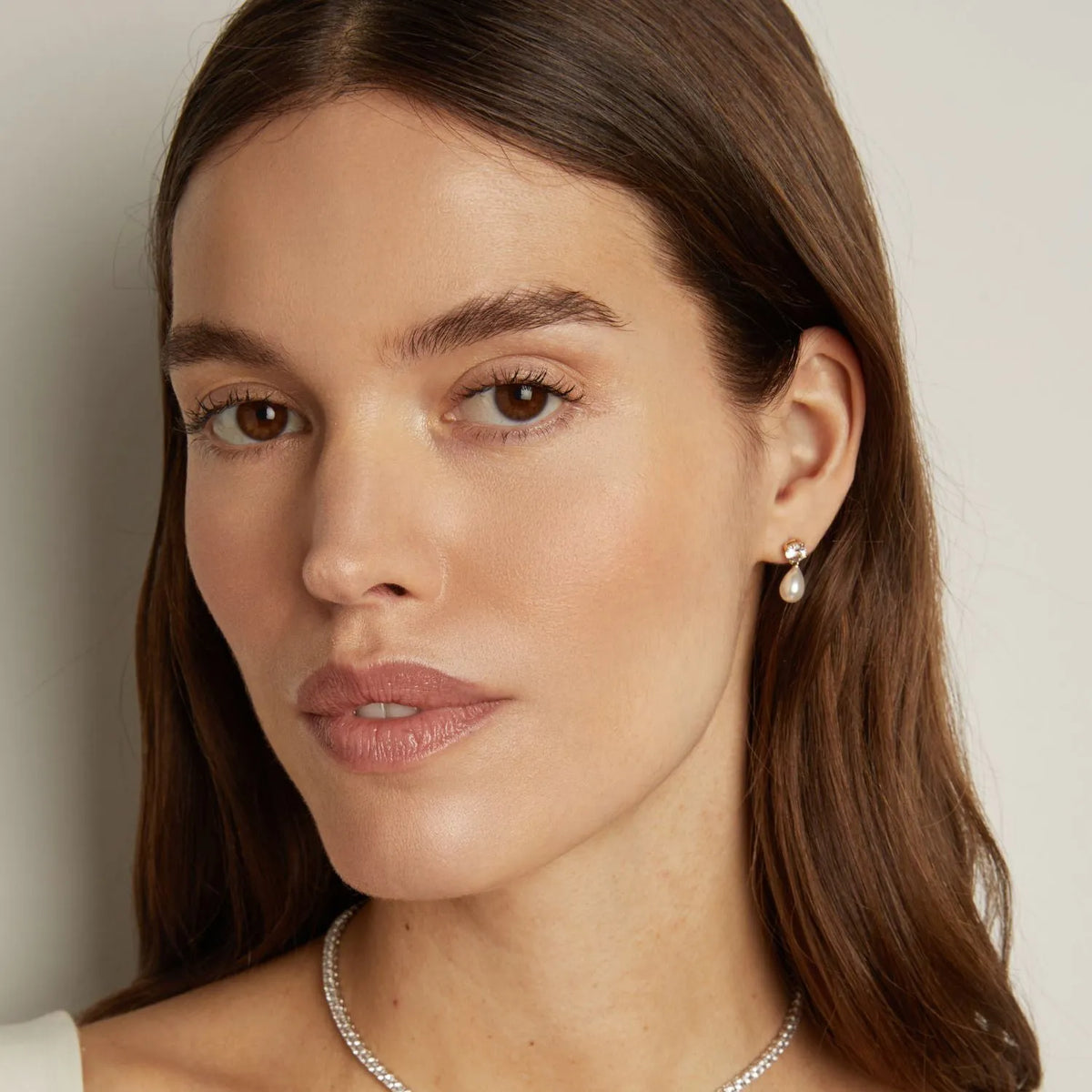 Lab Grown White Sapphire Pearl Drop Earrings